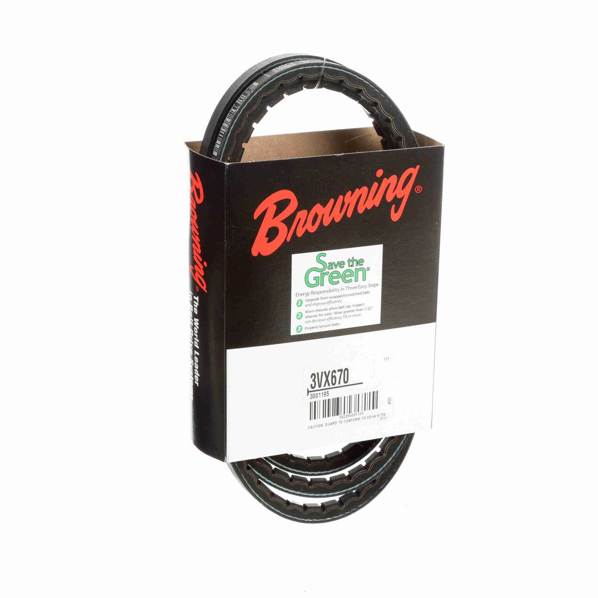 Browning EPDM Notched Belt 98% Efficient - 3VX670
