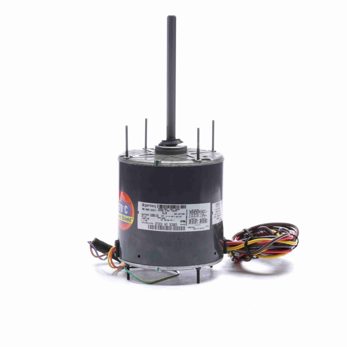 Genteq Condenser Fan Motor, 1/2 HP, 1 Ph, 60/50 Hz, 208-230 V, 1625 RPM, 2 Speed, 48 Frame, CLOSEDAO - 3C003