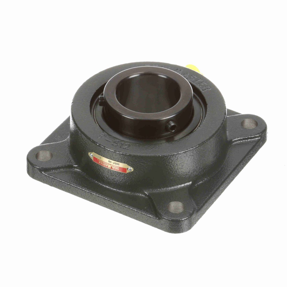 Sealmaster Mounted Cast Iron Four Bolt Flange Ball Bearing - 52100 Bearing Steel, Black Oxided - Setscrew Lock - MSF-39