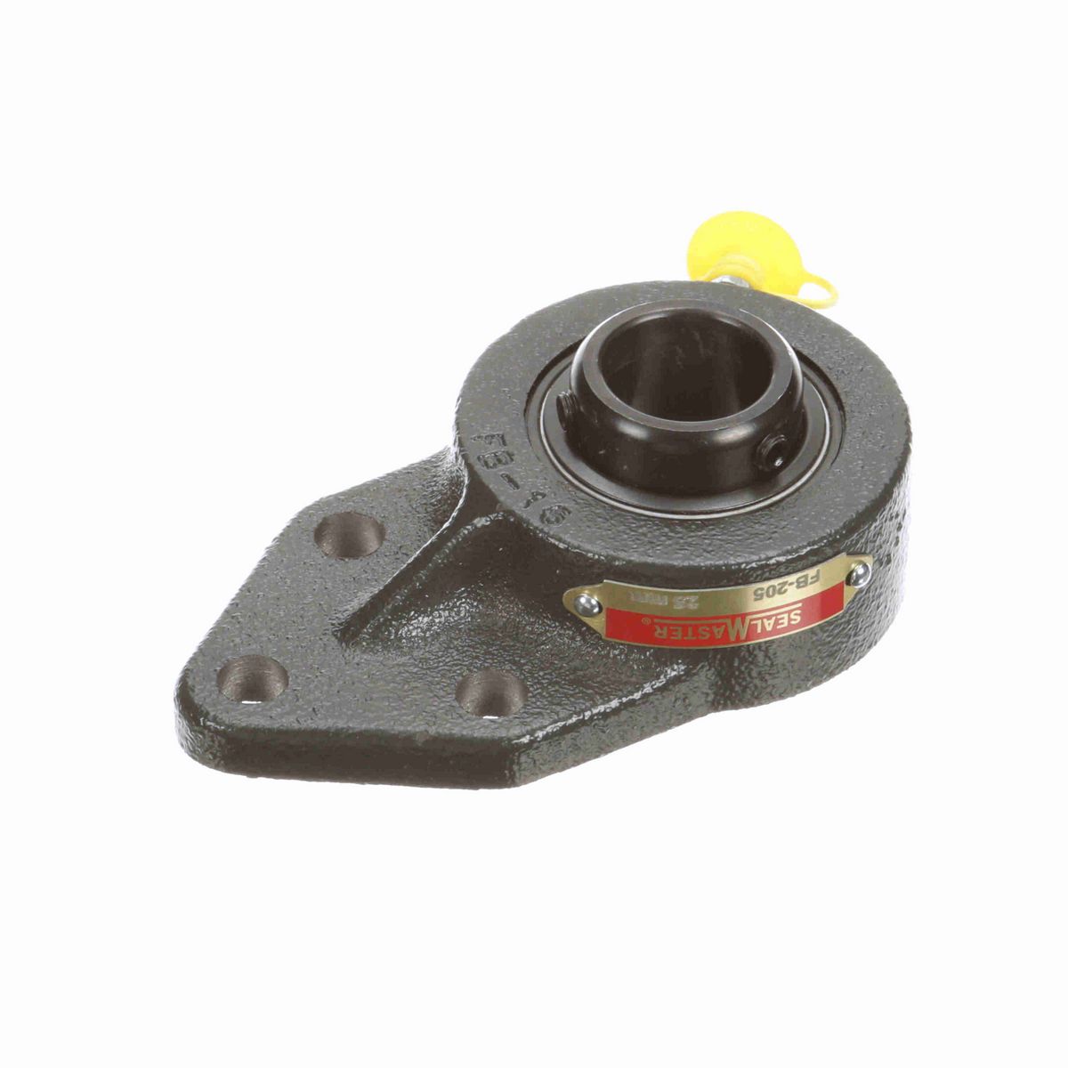 Sealmaster Mounted Cast Iron Three Bolt Flange Bracket Ball Bearing - 52100 Bearing Steel, Black Oxided - Setscrew Lock - FB-205
