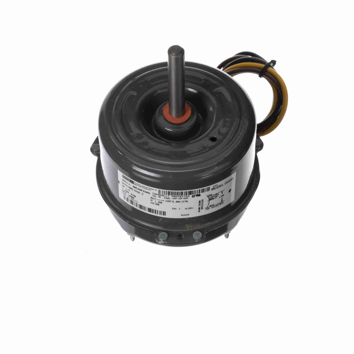 Genteq Condenser Fan Motor, 1/6 HP, 1 Ph, 60/50 Hz, 200-230 V, 1100 RPM, 1 Speed, 42 Frame, CLOSEDAO - G2247