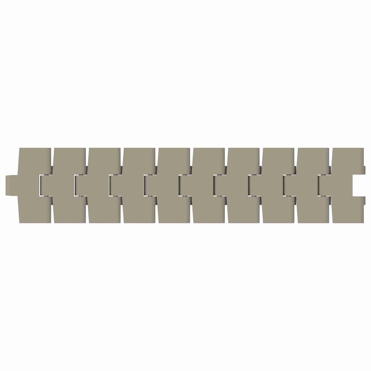 Rexnord 880TAB Side-flexing Solid Top, Material: Extreme Chemical Resistant (Grey), Width: 3.25in, Pitch: 1.5in - 81437091