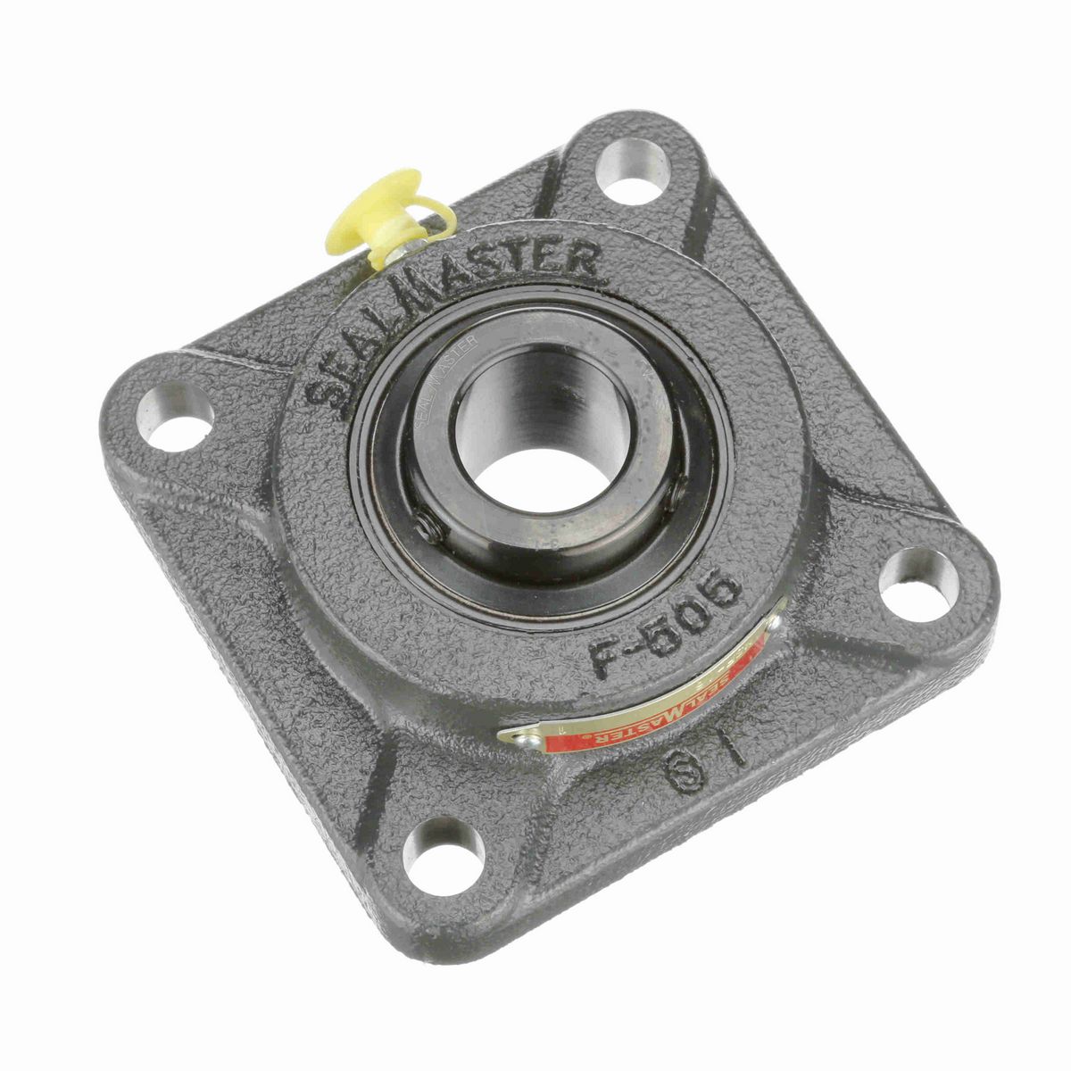 Sealmaster Mounted Cast Iron Four Bolt Flange Ball Bearing - 52100 Bearing Steel, Black Oxided - Setscrew Lock - MSF-16