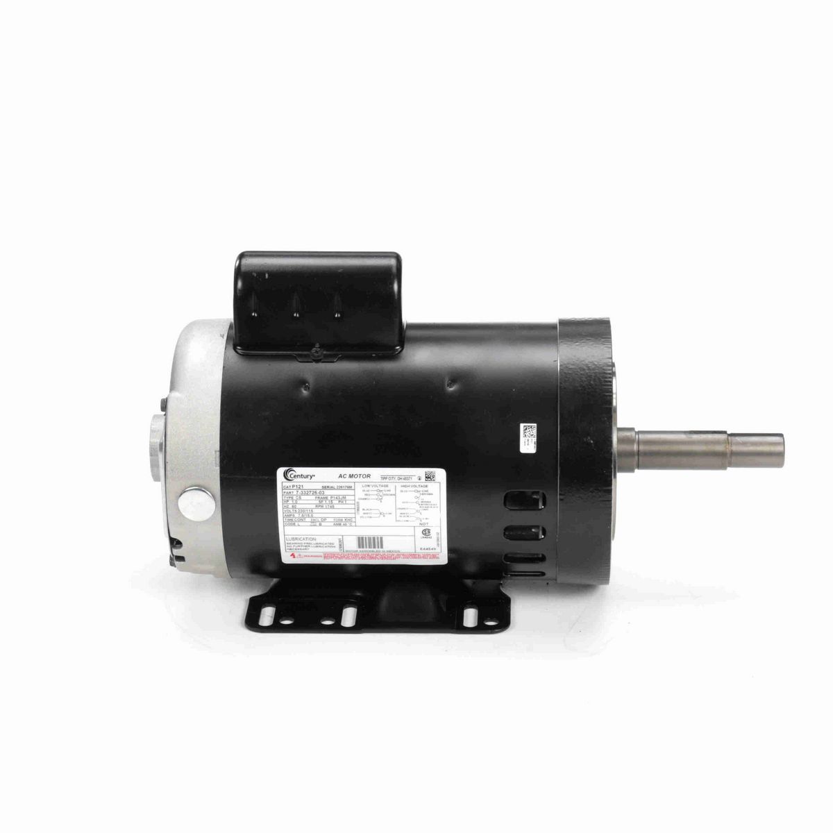 Century Close-Coupled Pump Motor, 1.0 HP, 1 Ph, 60 Hz, 230/115 V, 1800 RPM, P143JM Frame, DP - P121
