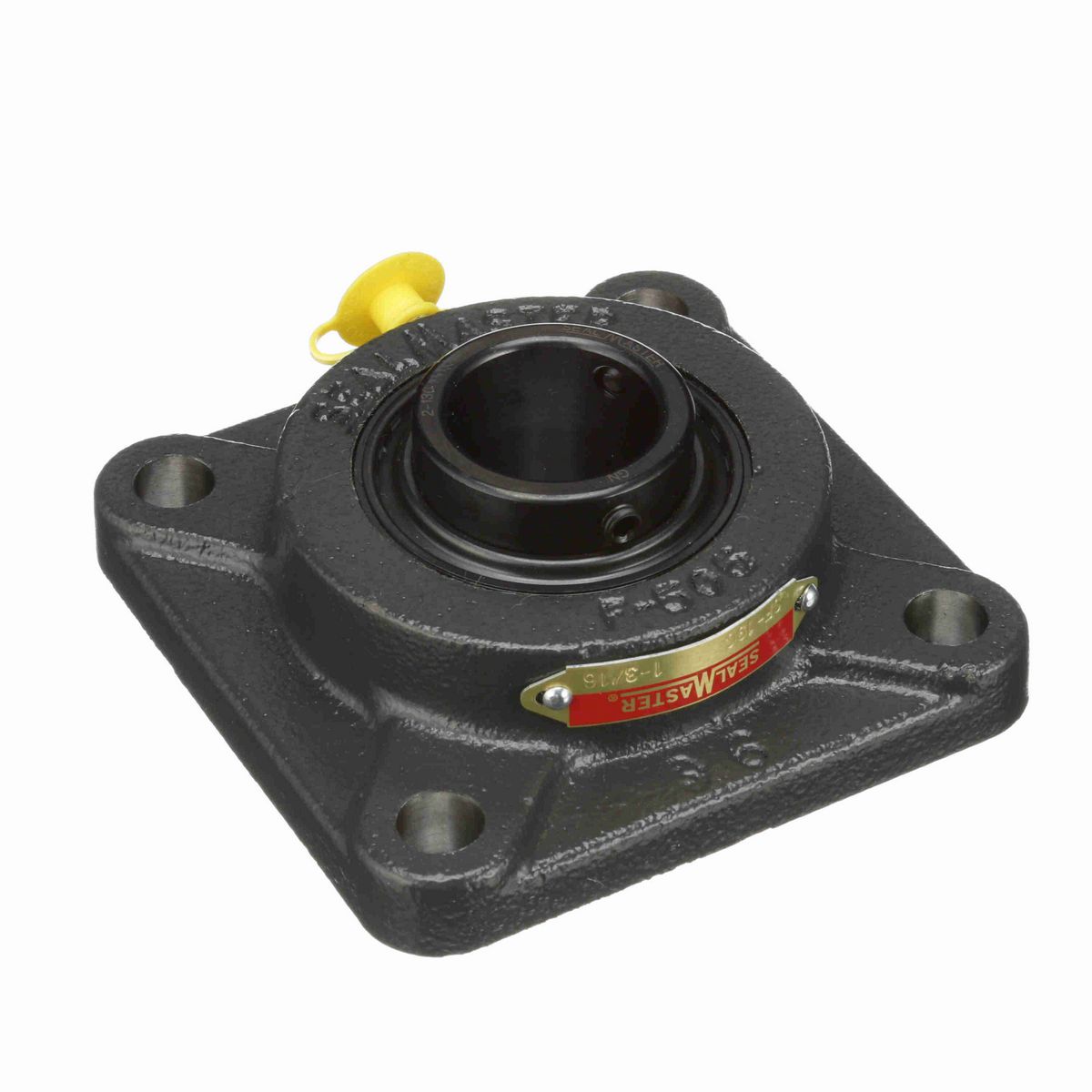 Sealmaster Mounted Cast Iron Four Bolt Flange Ball Bearing - 52100 Bearing Steel, Black Oxided - Setscrew Lock - SF-19C