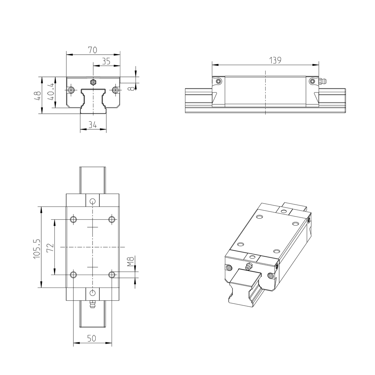 Шариковая каретка из нержавеющей стали Resist NRII Bosch Rexroth KWD-035-SLS-C2-H-0 [R201232304]