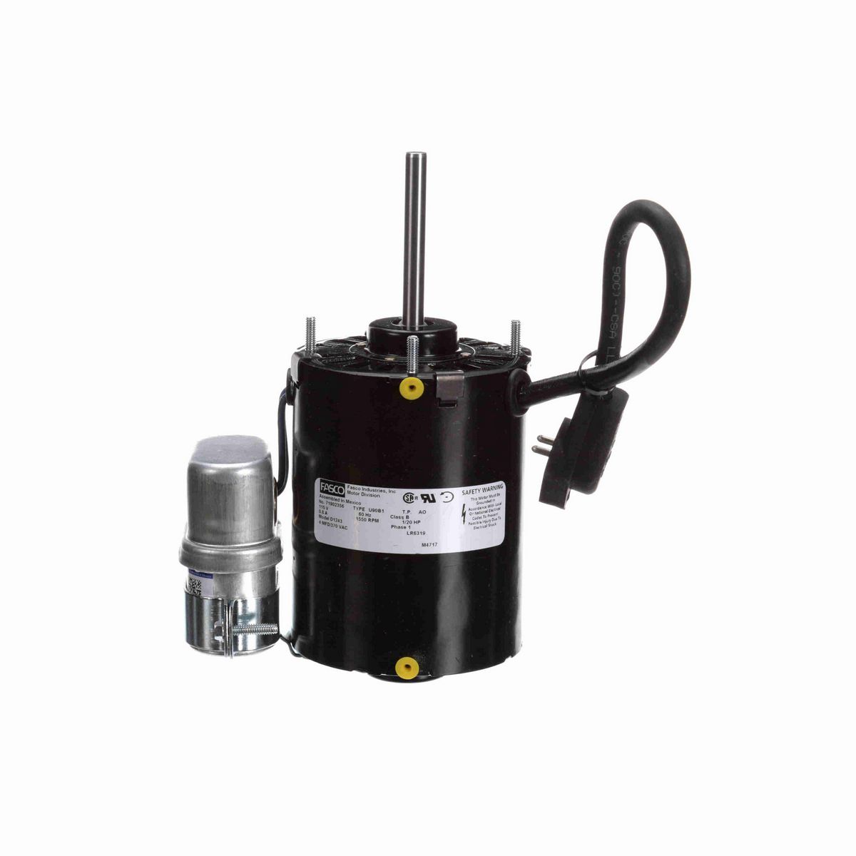 FASCO OEM Replacement Motor, 1/20 HP, 1 Ph, 60 Hz, 115 V, 1550 RPM, 1 Speed, 3.3" Diameter, OAO - D1243