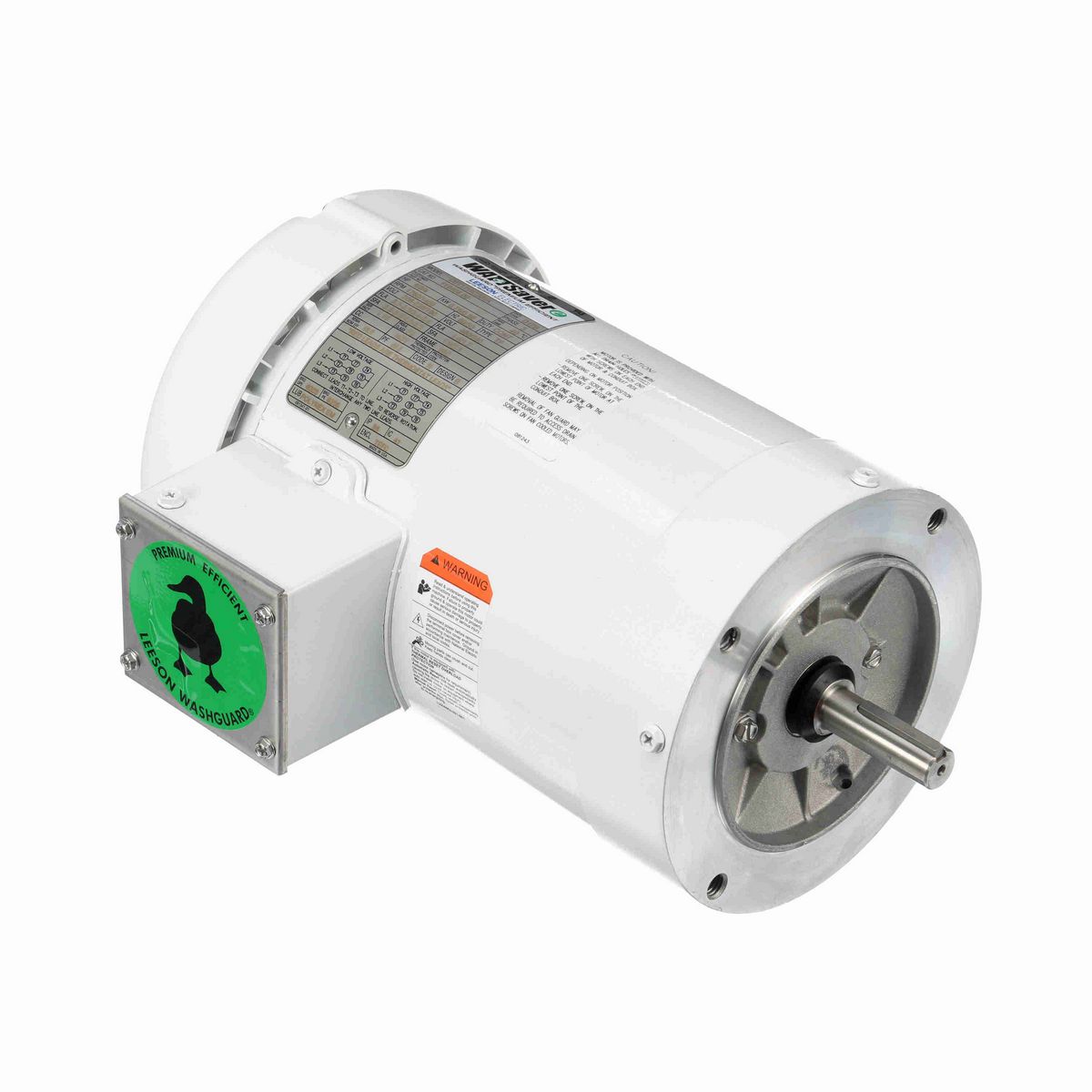 LEESON White Duck™ General Purpose Motor, 1 & 0.75 HP, 3 Ph, 60 & 50 Hz, 230/460 & 190/380 V, 1800 & 1500 RPM, 56C Frame, TEFC - 119468.00