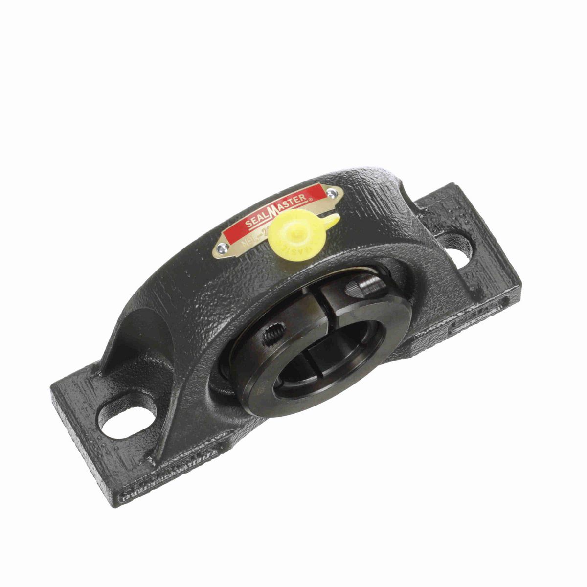 Sealmaster Mounted Cast Iron Two Bolt Low Base Pillow Block Ball Bearing - 52100 Bearing Steel, Black Oxided - Concentric Lock - NPL-22T