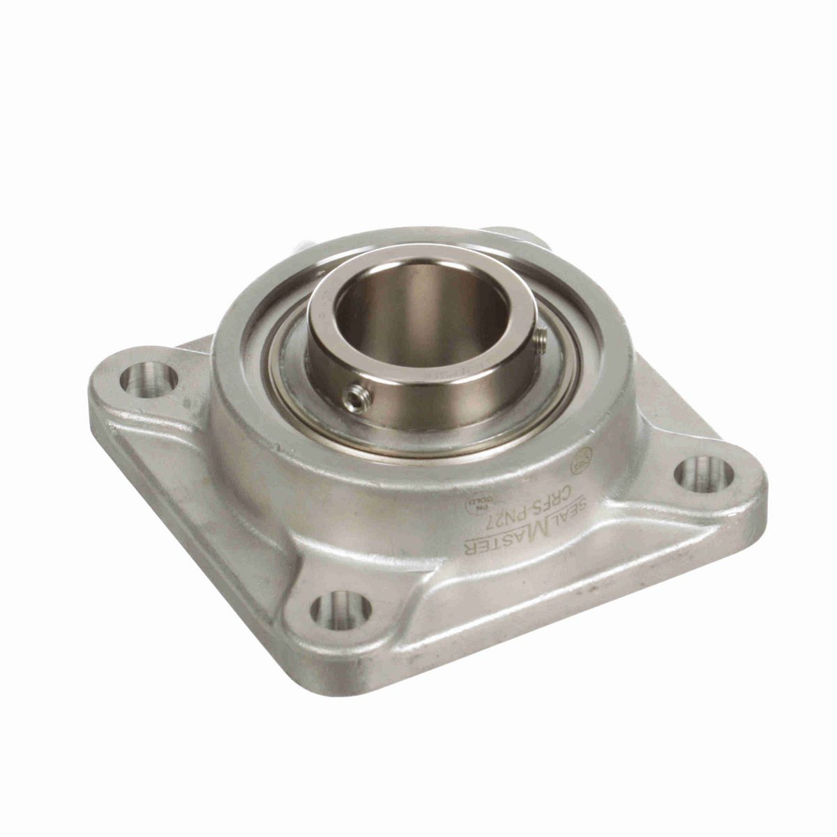 Sealmaster Mounted Stainless Steel Four Bolt Flange Ball Bearing - 52100 Bearing Steel, Phosphorus Nickel Coated - Setscrew Lock - Corrosion Resistant - CRFS-PN27