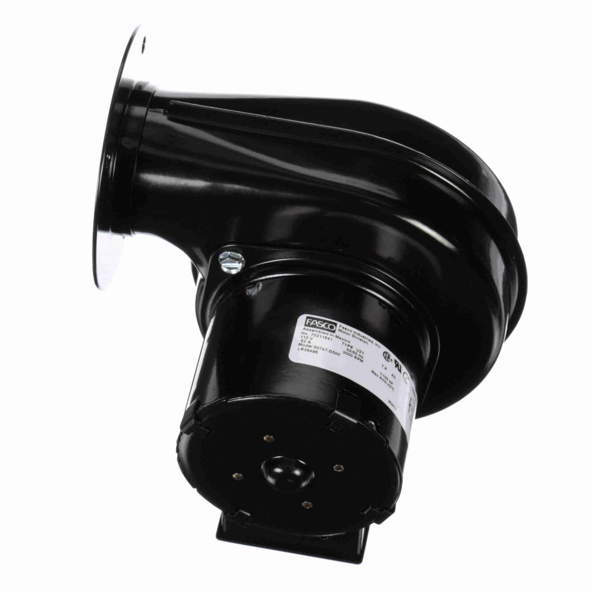 FASCO Round Outlet Shaded Pole Centrifugal Blower, 115 Volts, Flange: Yes - 50747-D500