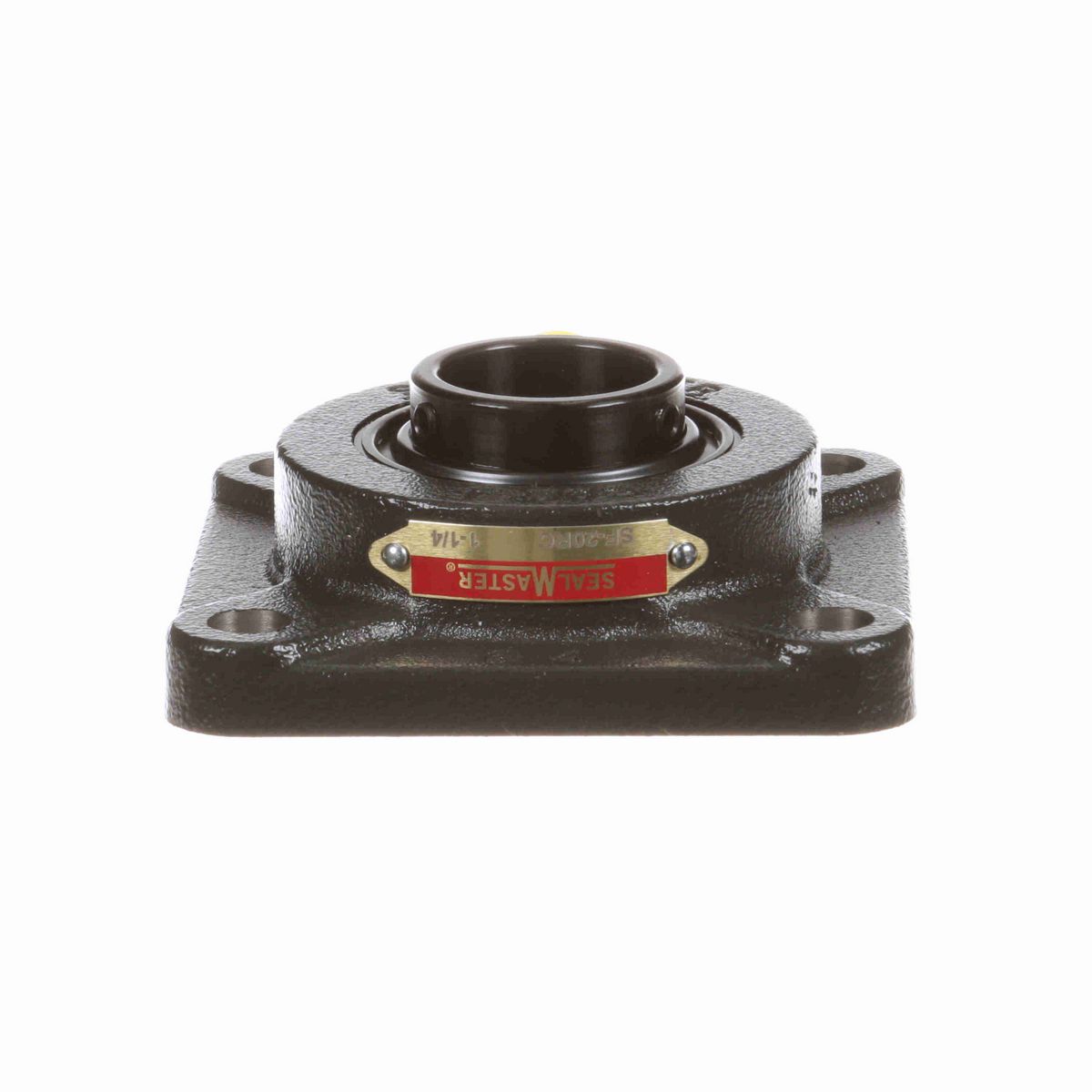 Sealmaster Mounted Cast Iron Four Bolt Flange Ball Bearing - 52100 Bearing Steel, Black Oxided - Setscrew Lock - SF-20RC