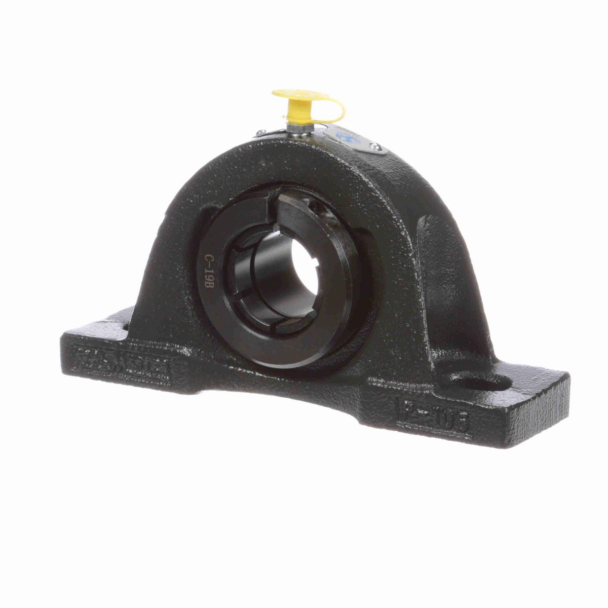 Sealmaster Mounted Cast Iron Two Bolt Pillow Block Ball Bearing - 52100 Bearing Steel, Black Oxided - Concentric Lock - NP-206TMC