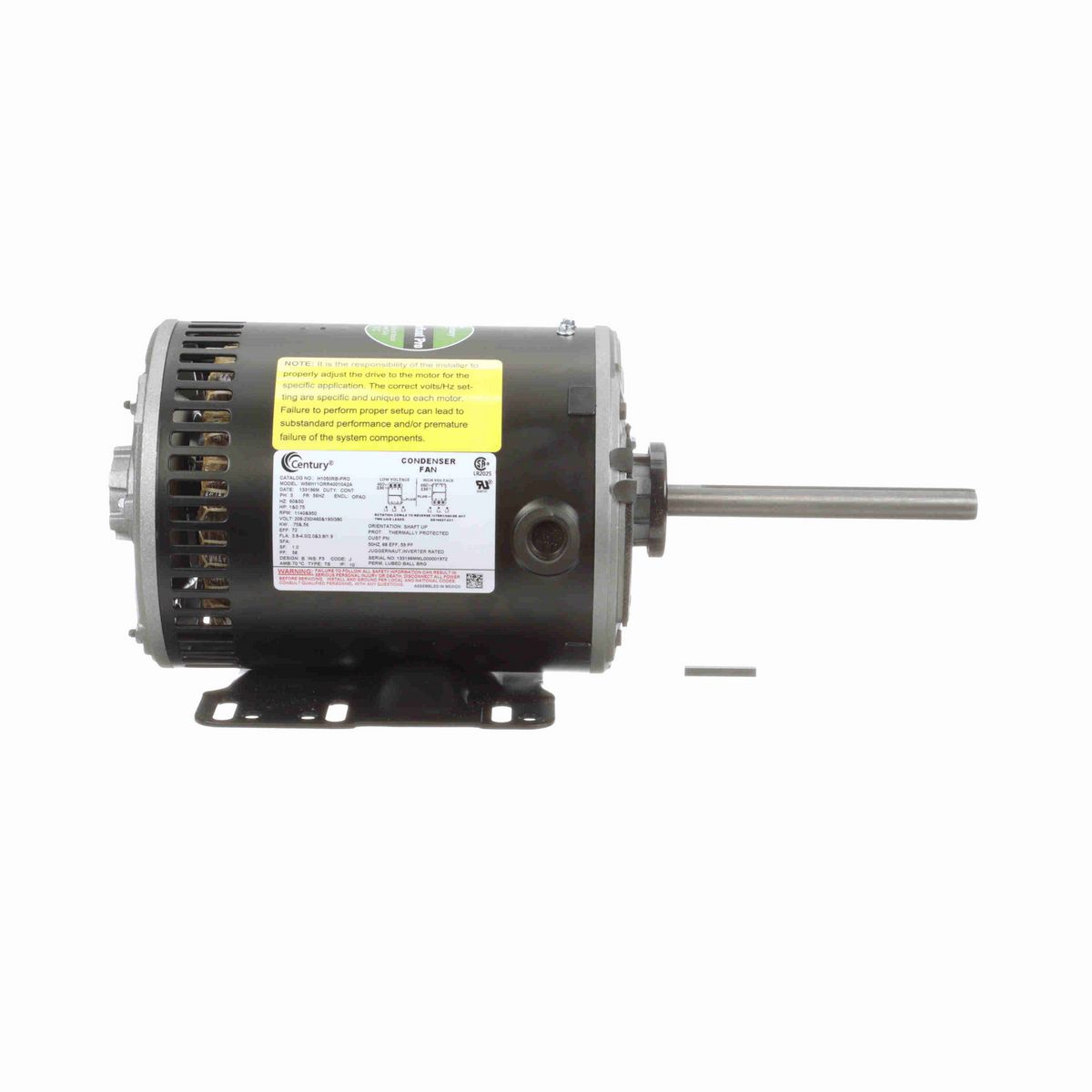 Century JuggerNaut® Pro Condenser Fan Motor, 1&0.75 HP, 3 Ph, 60/50 Hz, 230/460&190/380 V, 56HZ Frame, OPAO - H1050RB-PRO