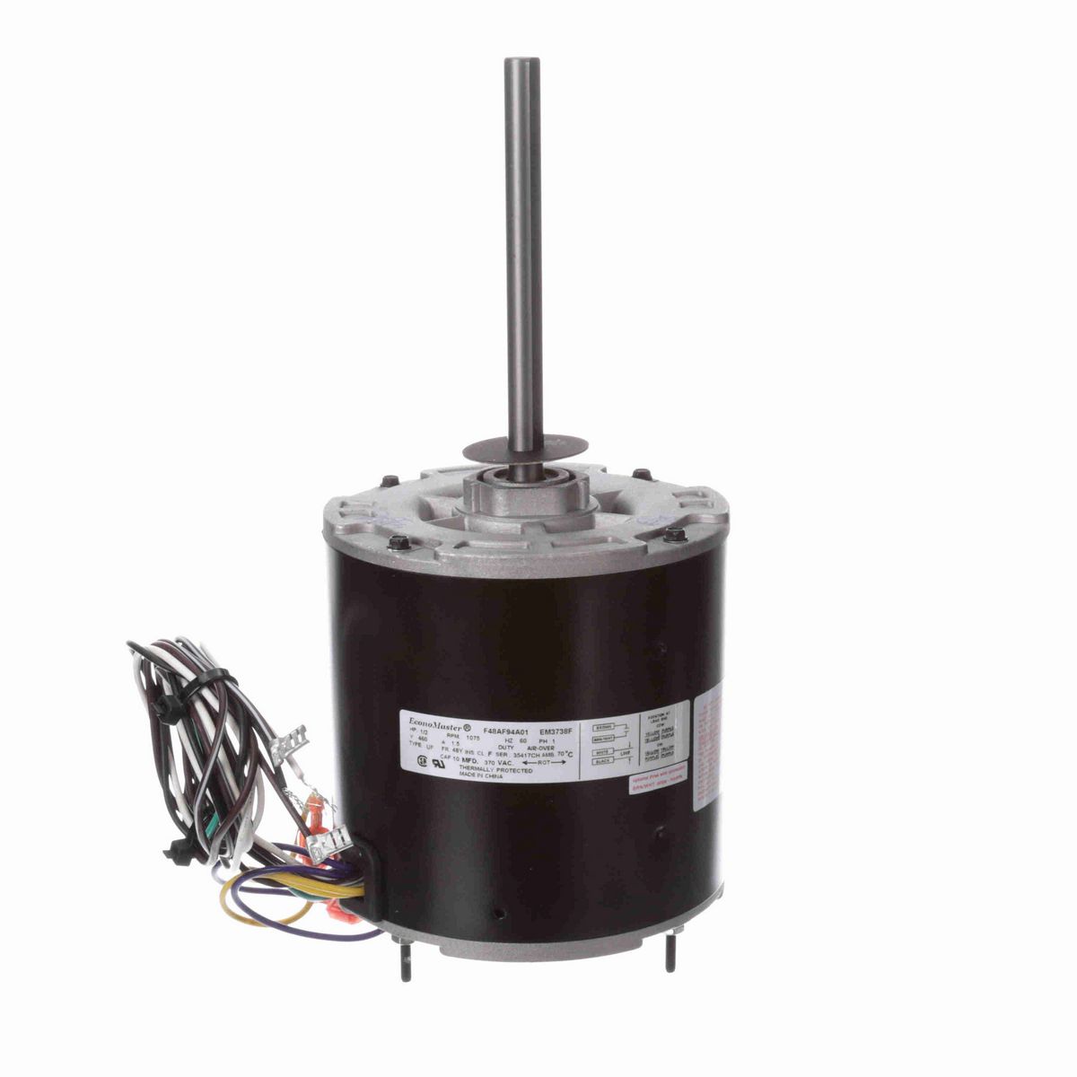 Century PRO-E SERIES® Condenser Fan Motor, 1/2 HP, 1 Ph, 60 Hz, 460 V, 1075 RPM, 1 Speed, 48 Frame, TEAO - EM3738F