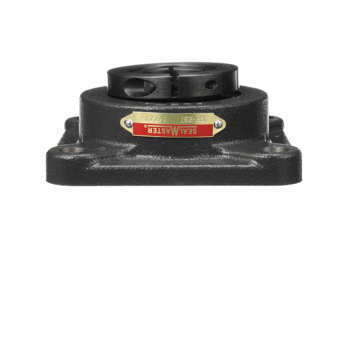 Sealmaster Mounted Cast Iron Four Bolt Flange Ball Bearing - 52100 Bearing Steel, Black Oxided - Concentric Lock - SF-23T
