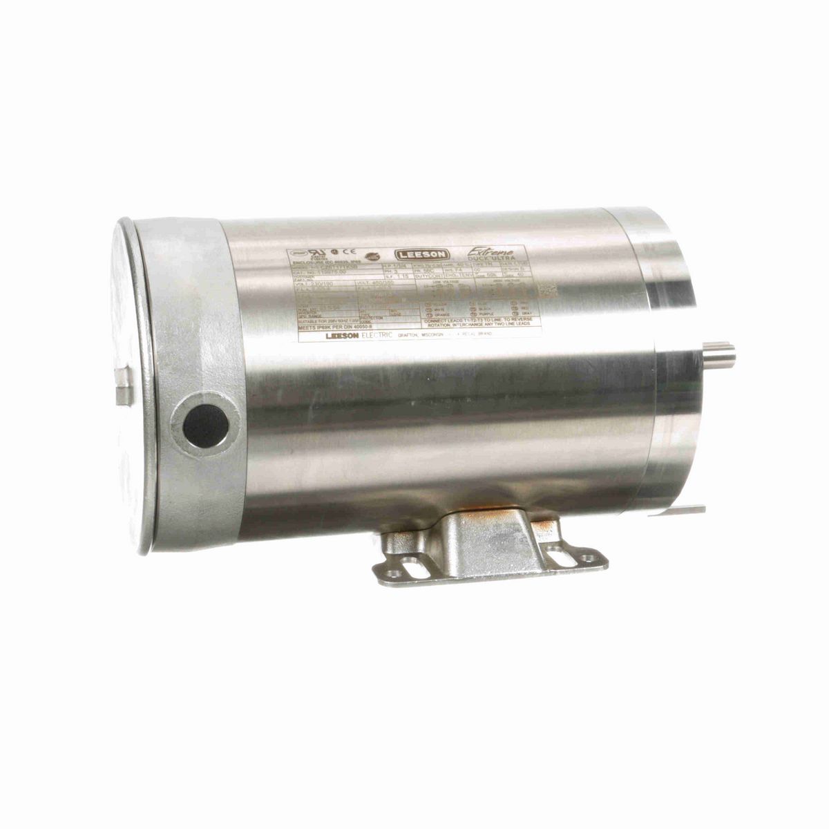 LEESON Extreme Duck® Ultra General Purpose Motor, 1 & 0.75 HP, 3 Ph, 60 & 50 Hz, 230/460 & 190/380 V, 1800 & 1500 RPM, 56C Frame, TENV - 119975.00