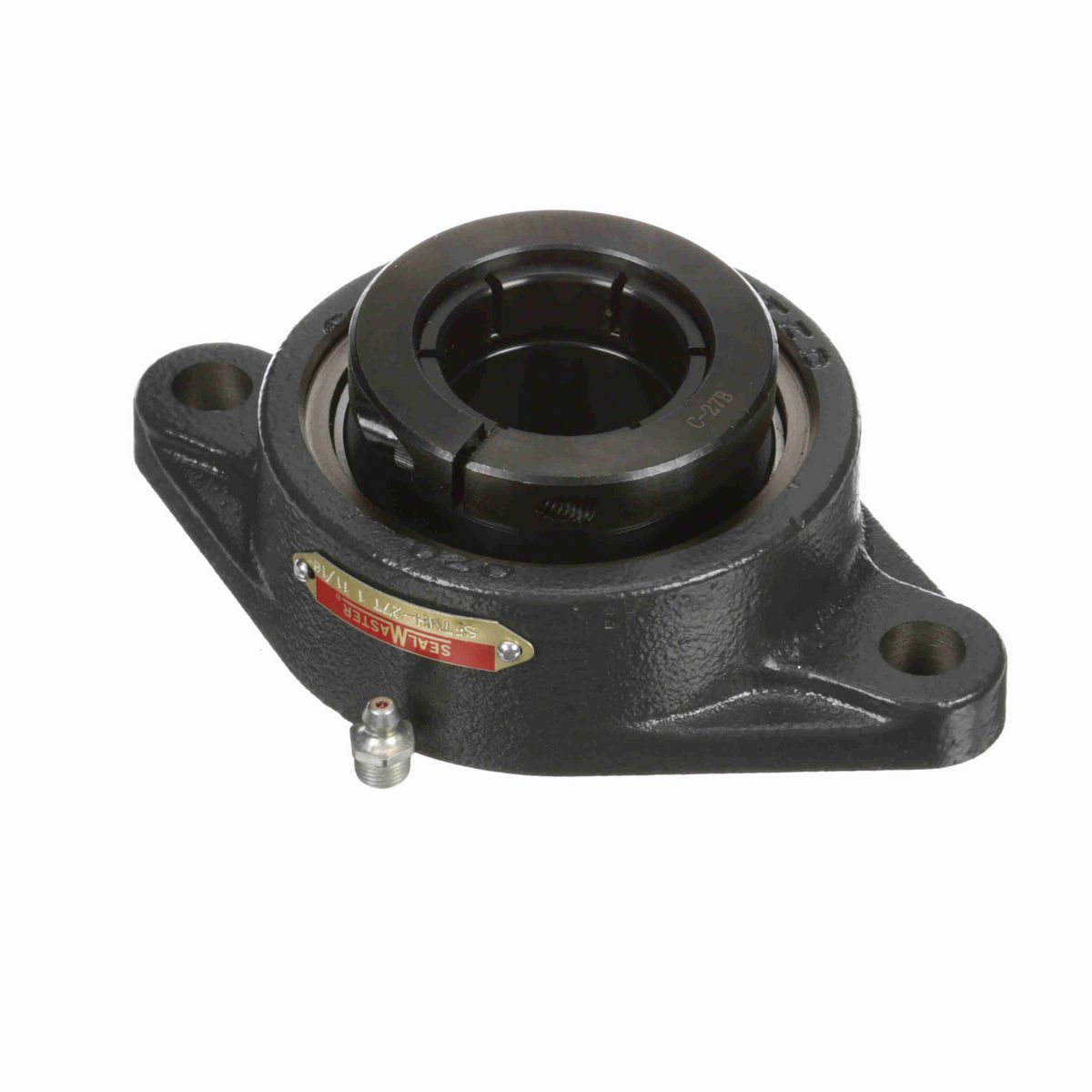 Sealmaster Mounted Cast Iron Two Bolt Flange Ball Bearing - 52100 Bearing Steel, Black Oxided - Concentric Lock - SFTMH-27T