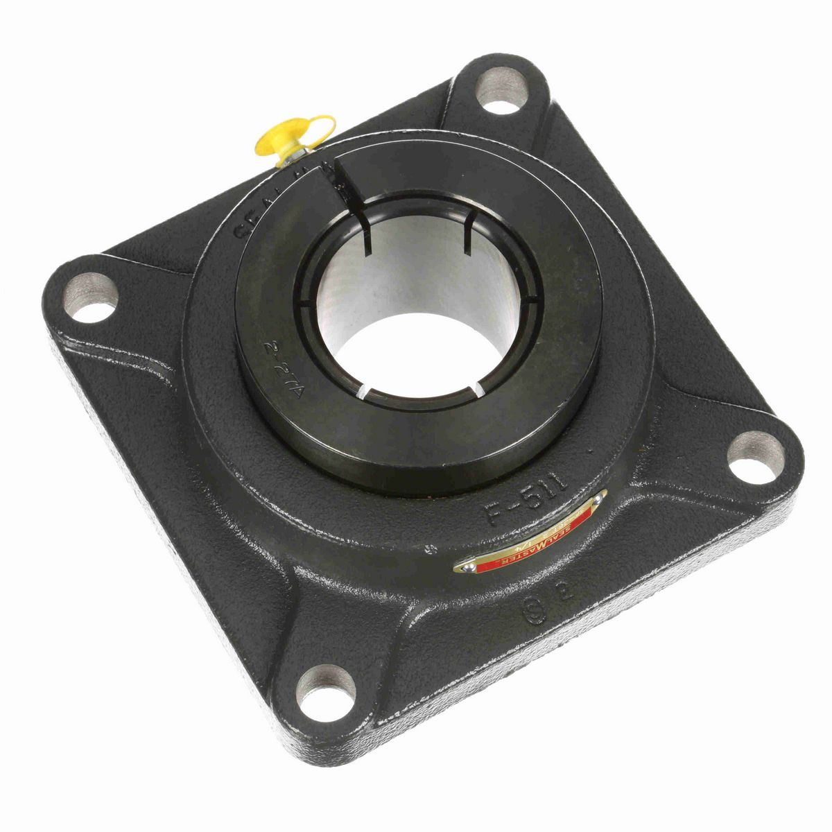 Sealmaster Mounted Cast Iron Four Bolt Flange Ball Bearing - 52100 Bearing Steel, Black Oxided - Concentric Lock - SF-36T