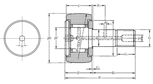Cam follower with shaft NTN KR72H