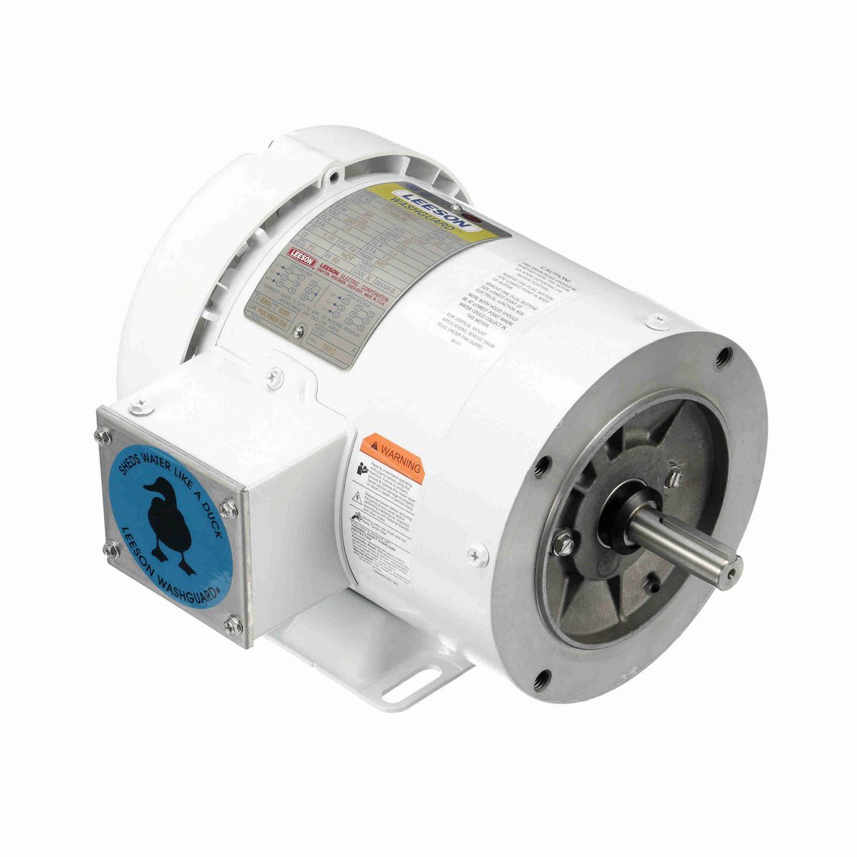 LEESON White Duck™ General Purpose Motor, 0.75 HP, 3 Ph, 60 Hz, 230/460 V, 1800 RPM, 56C Frame, TEFC - 112430.00