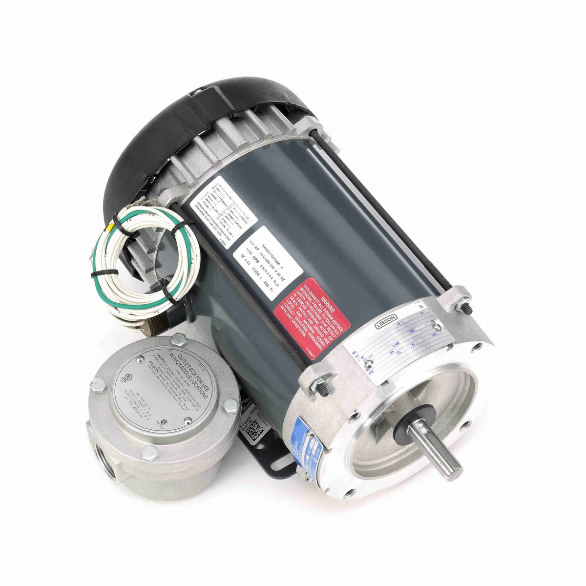 LEESON Explosion Proof Motor, 0.50 HP, 1 Ph, 60 Hz, 115/230 V, 1800 RPM, 56C Frame, EPFC - G872