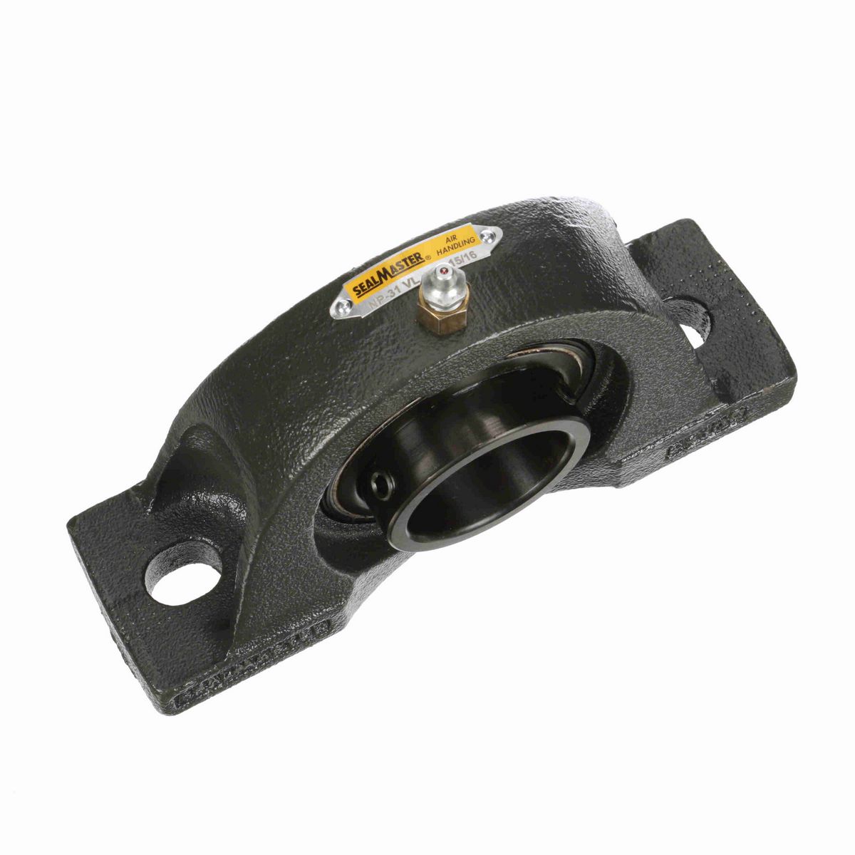 Sealmaster Mounted Cast Iron Two Bolt Pillow Block Ball Bearing - 52100 Bearing Steel, Black Oxided - Setscrew Lock - High Temperature - NP-31 VL