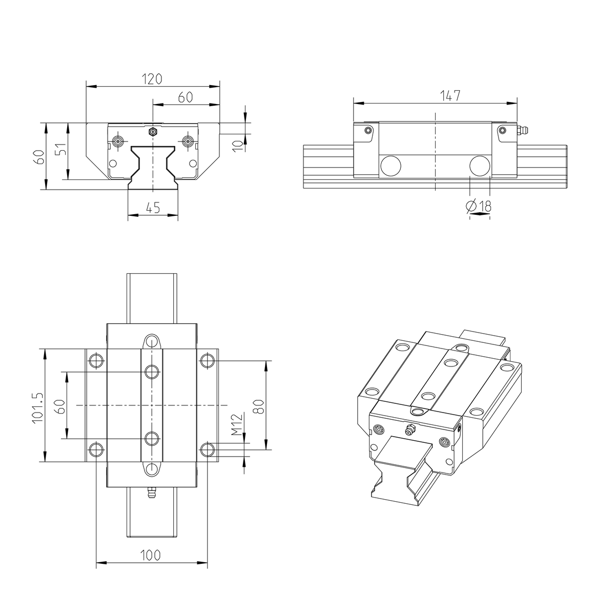 Роликовая каретка устойчивая к коррозии с покрытием Resist CR Bosch Rexroth RWD-045-FNS-C2-H-2 [R18514237X]