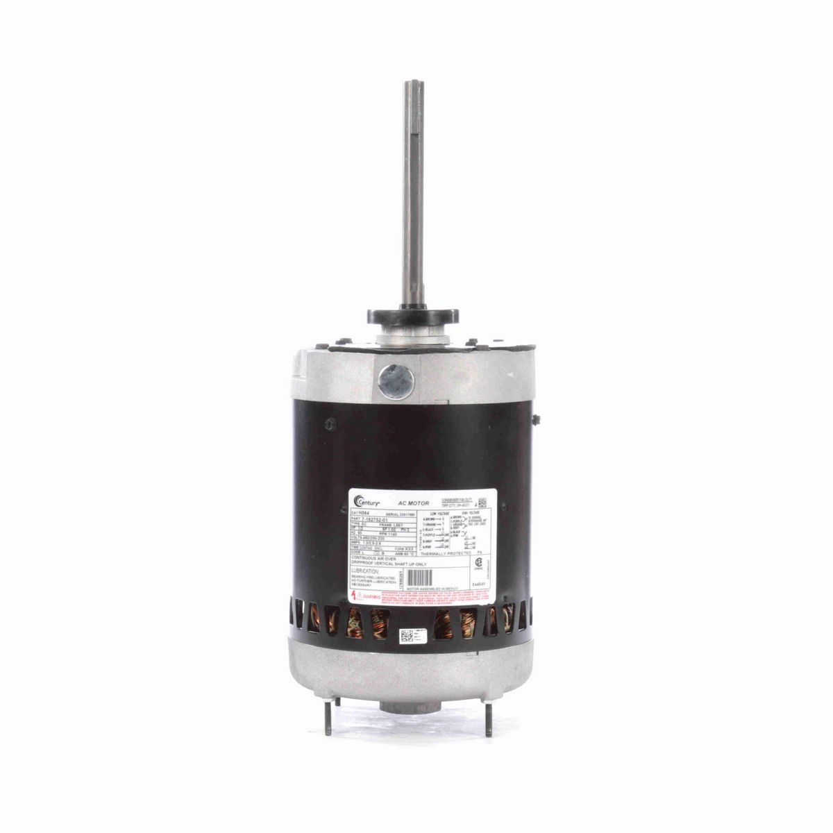 Century Condenser Fan Motor, 1/2 HP, 3 Ph, 60 Hz, 460/200-230 V, 1200 RPM, L56Y Frame, OPEN - H564