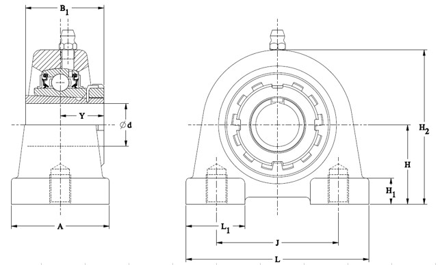Bearing Unit - Adapter Sleeve UKPA210 - HE2310, UKPA 200 Tapped Base Mounted Bearings - Adapter Sleeve Locking