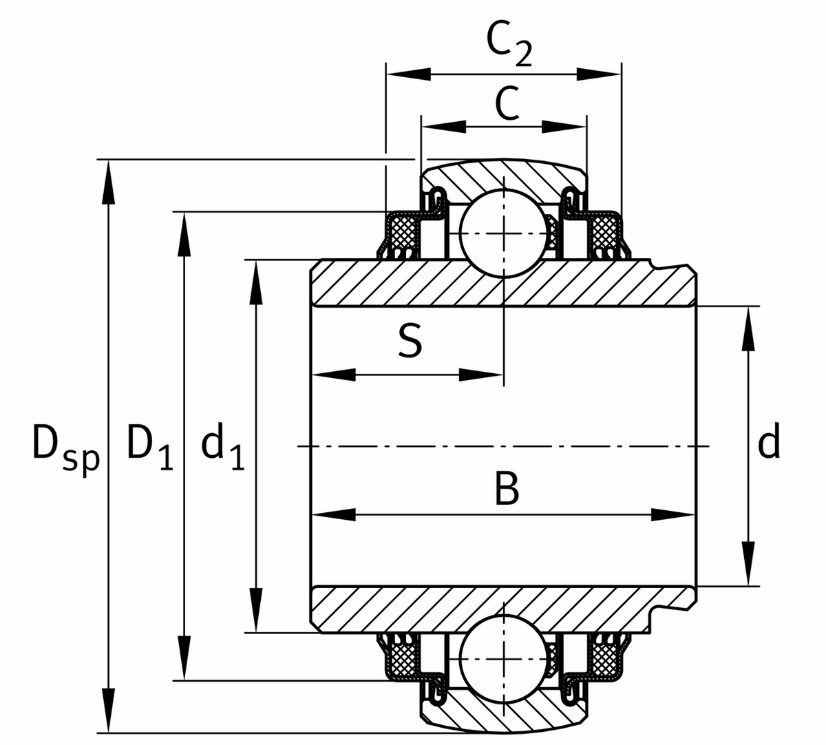 Радиальный закрепляемый шарикоподшипник INA 1100-XL-KTT-B-L402/70-OSE