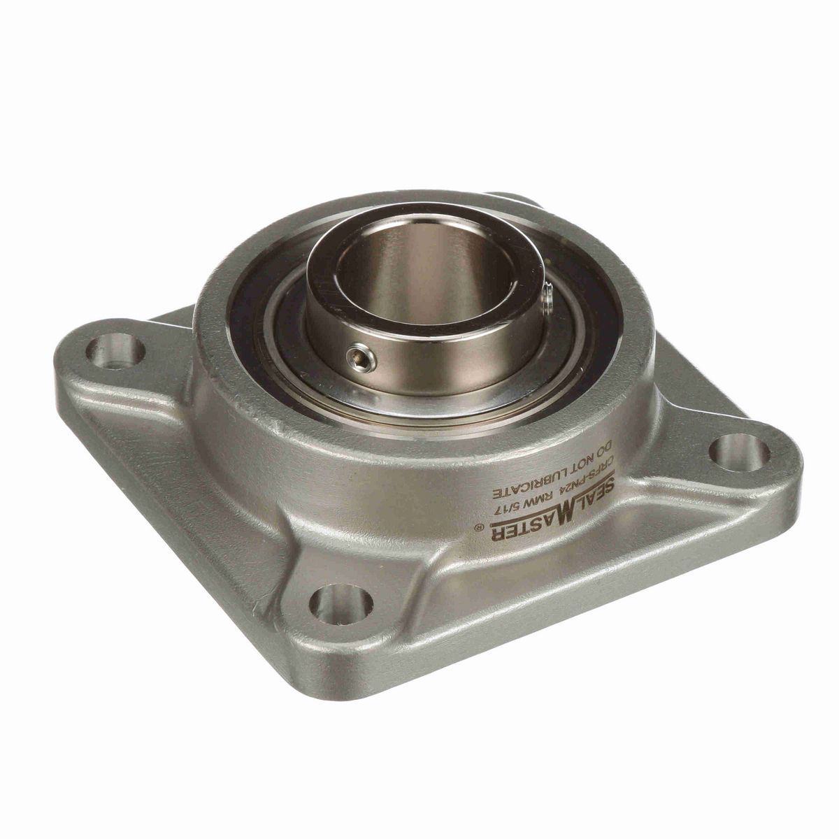 Sealmaster Mounted Stainless Steel Four Bolt Flange Ball Bearing - 52100 Bearing Steel, Phosphorus Nickel Coated - Setscrew Lock - Corrosion Resistant - Reduced Maintenance - Lubed for Life - CRFS-PN24 RMW