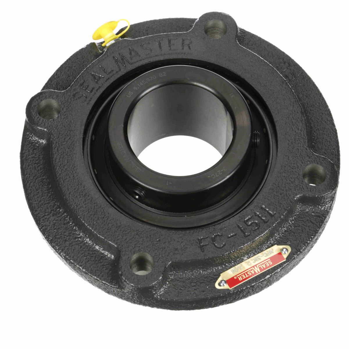 Sealmaster Mounted Cast Iron Flange Cartridge Ball Bearing - 52100 Bearing Steel, Black Oxided - Setscrew Lock - MFC-39C