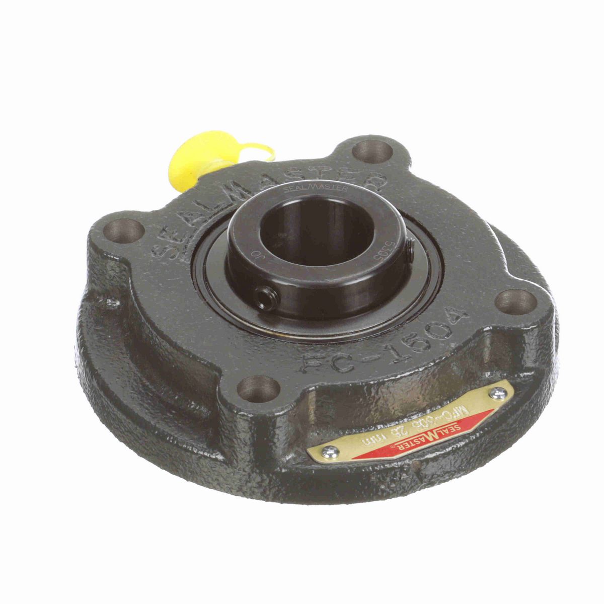 Sealmaster Mounted Cast Iron Flange Cartridge Ball Bearing - 52100 Bearing Steel, Black Oxided - Setscrew Lock - MFC-305
