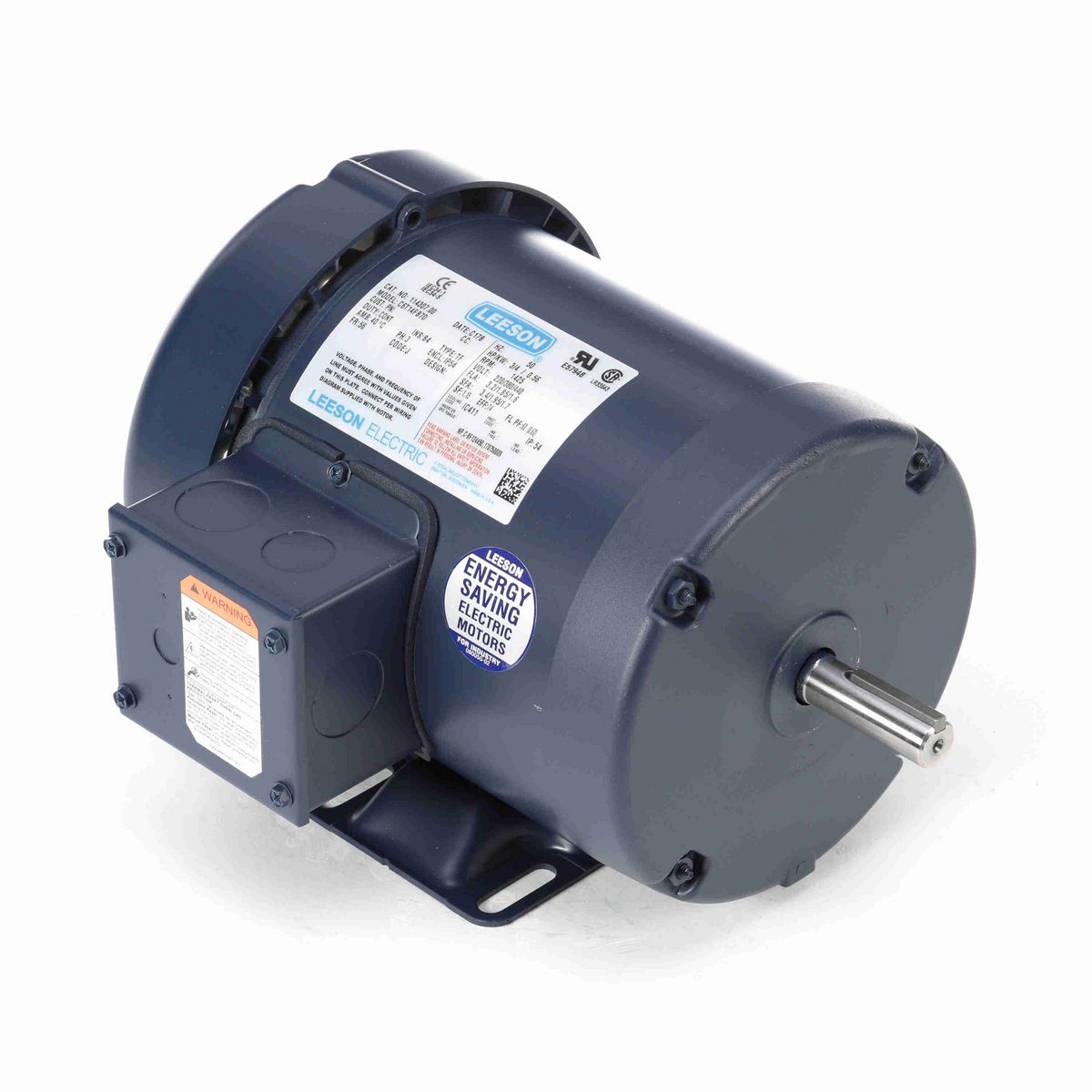 LEESON Special Voltage Motor, 0.75 HP, 3 Ph, 50 Hz, 220/380/440 V, 1500 RPM, 56 Frame, TEFC - 114307.00