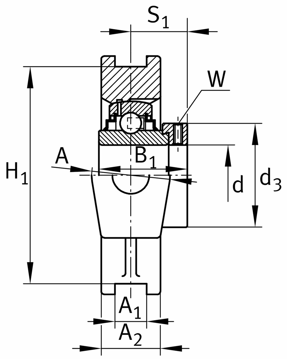Корпусной узел с закрепляемым подшипником RTUE120-XL