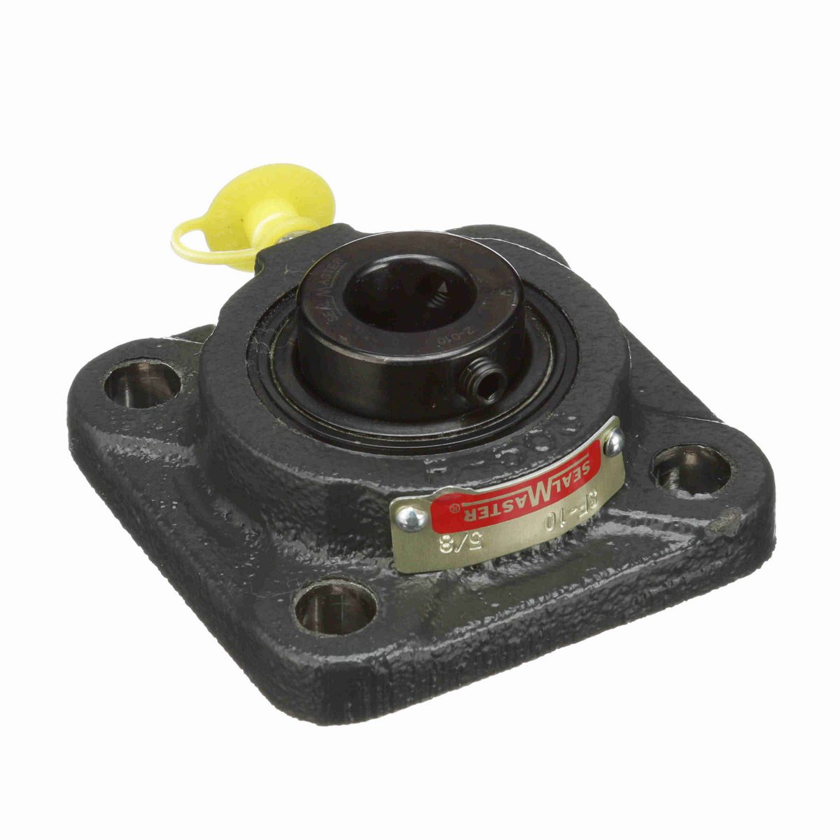 Sealmaster Mounted Cast Iron Four Bolt Flange Ball Bearing - 52100 Bearing Steel, Black Oxided - Setscrew Lock - SF-10