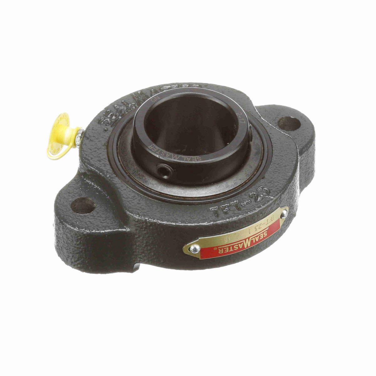 Sealmaster Mounted Cast Iron Two Bolt Flange Ball Bearing - 52100 Bearing Steel, Black Oxided - Setscrew Lock - TFT-23