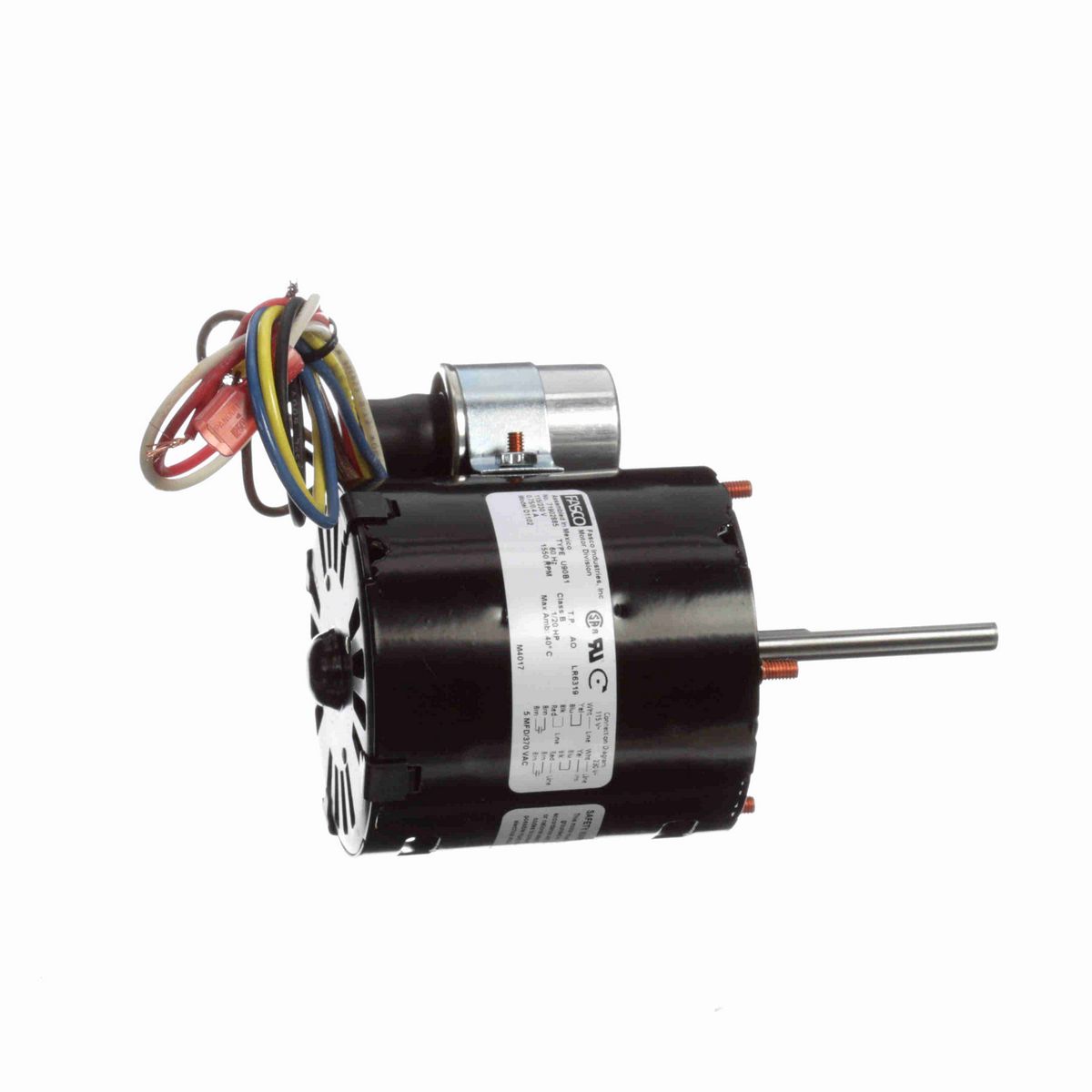 FASCO OEM Replacement Motor, 1/20 HP, 1 Ph, 60 Hz, 115/230 V, 1550 RPM, 1 Speed, 3.3" Diameter, OAO - D1102