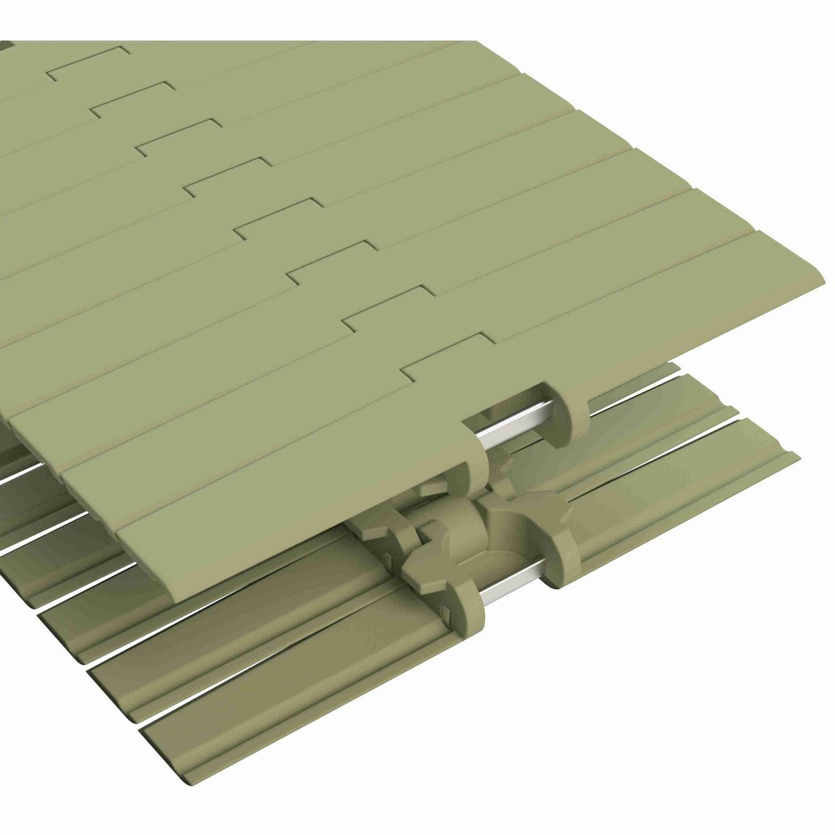 Rexnord 882TAB Side-flexing Solid Top, Material: Green Abrasion Resistant Polyamide, Width: 12in, Pitch: 1.5in - 81430514