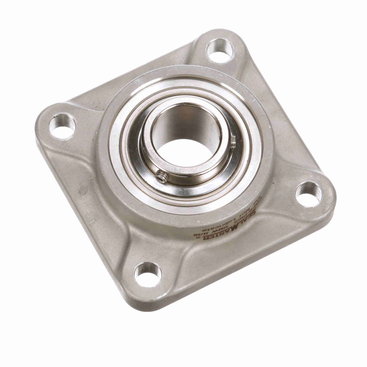 Sealmaster Mounted Stainless Steel Four Bolt Flange Ball Bearing - 52100 Bearing Steel, Phosphorus Nickel Coated - Setscrew Lock - Corrosion Resistant - Reduced Maintenance - Lubed for Life - CRFS-PN19 RMW