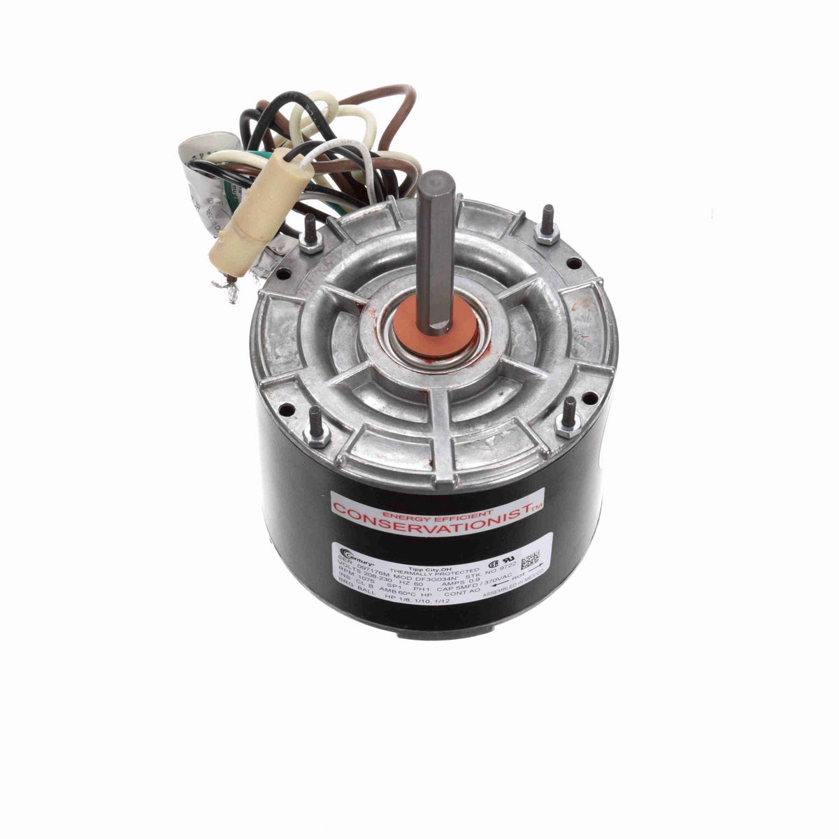 Century MULTIFIT® Condenser Fan Motor, 1/8-1/10-1/12 HP, 1 Ph, 60 Hz, 208-230 V, 1075 RPM, 1 Speed, 42 Frame, TEAO - 9722