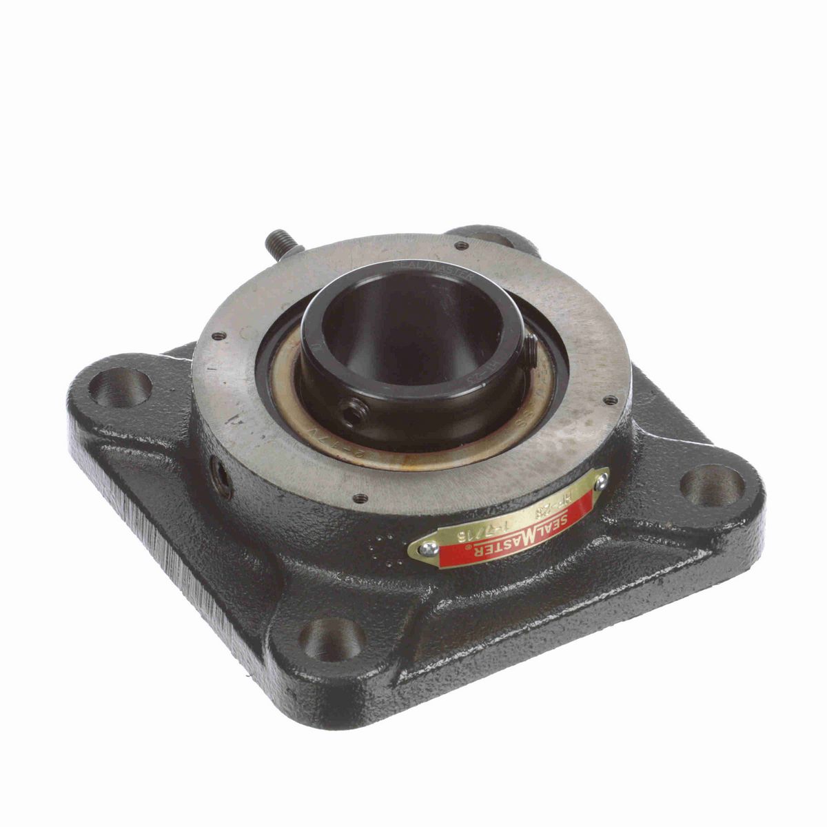 Sealmaster Mounted Cast Iron Four Bolt Flange Ball Bearing - 52100 Bearing Steel, Black Oxided - Setscrew Lock - HF-23