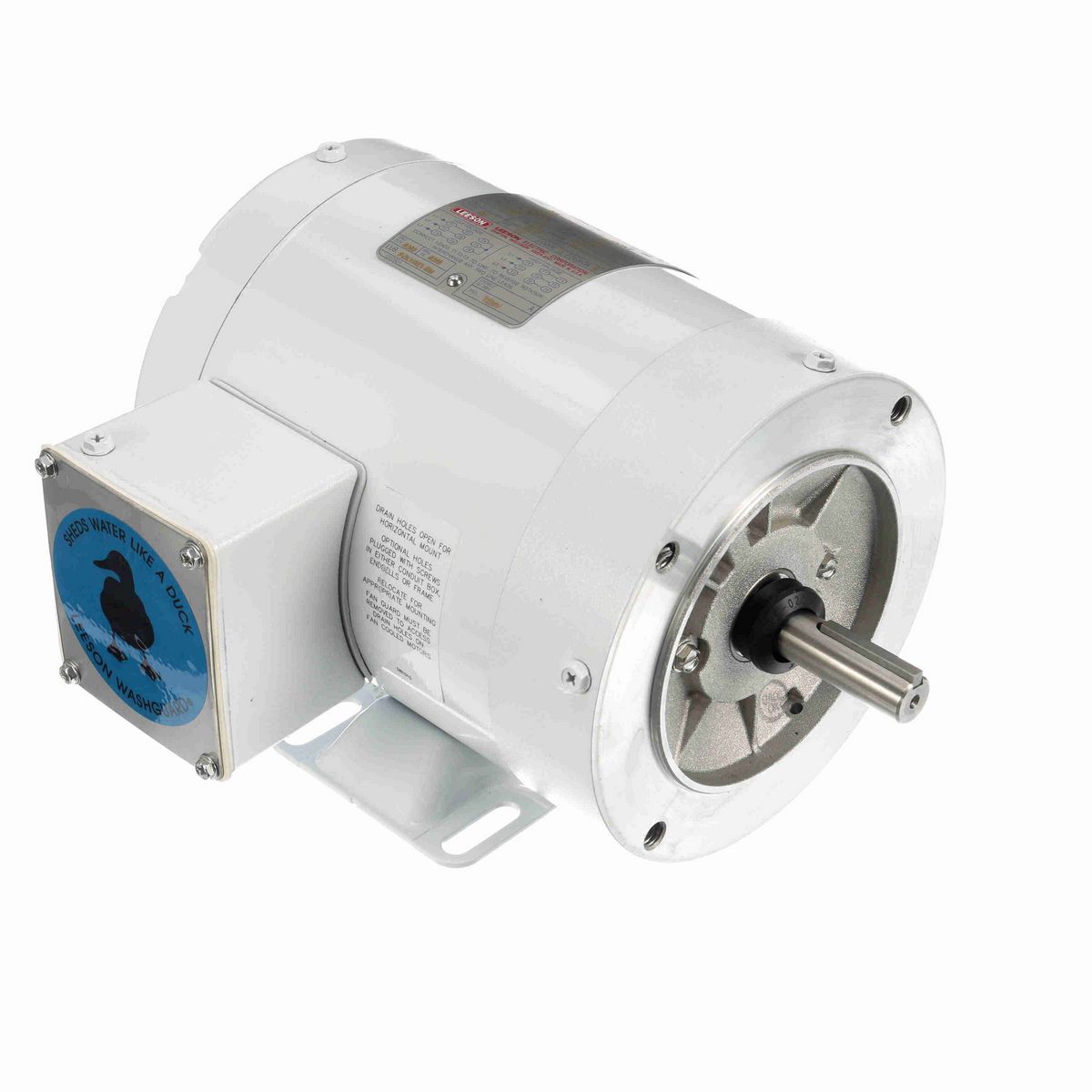 LEESON White Duck™ General Purpose Motor, 0.75 HP, 3 Ph, 60 Hz, 230/460 V, 1800 RPM, 56C Frame, TENV - 113587.00