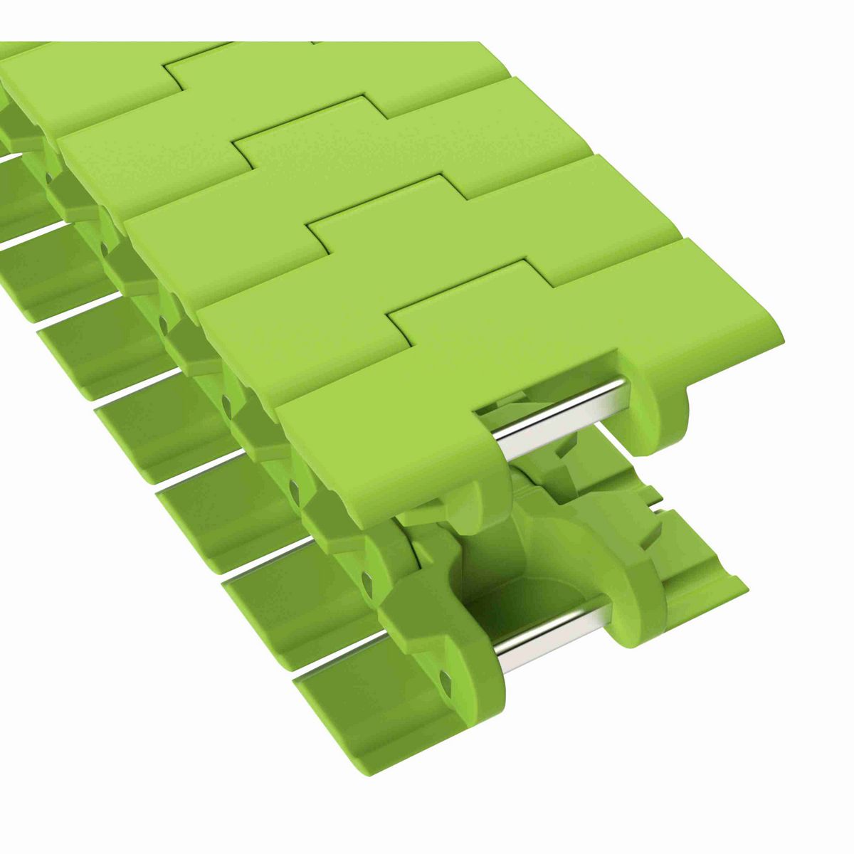 Rexnord 882TAB Side-flexing Solid Top, Material: Bright Lime-Green Dry PET Low Friction, Width: 4.5in, Pitch: 1.5in - 10679729