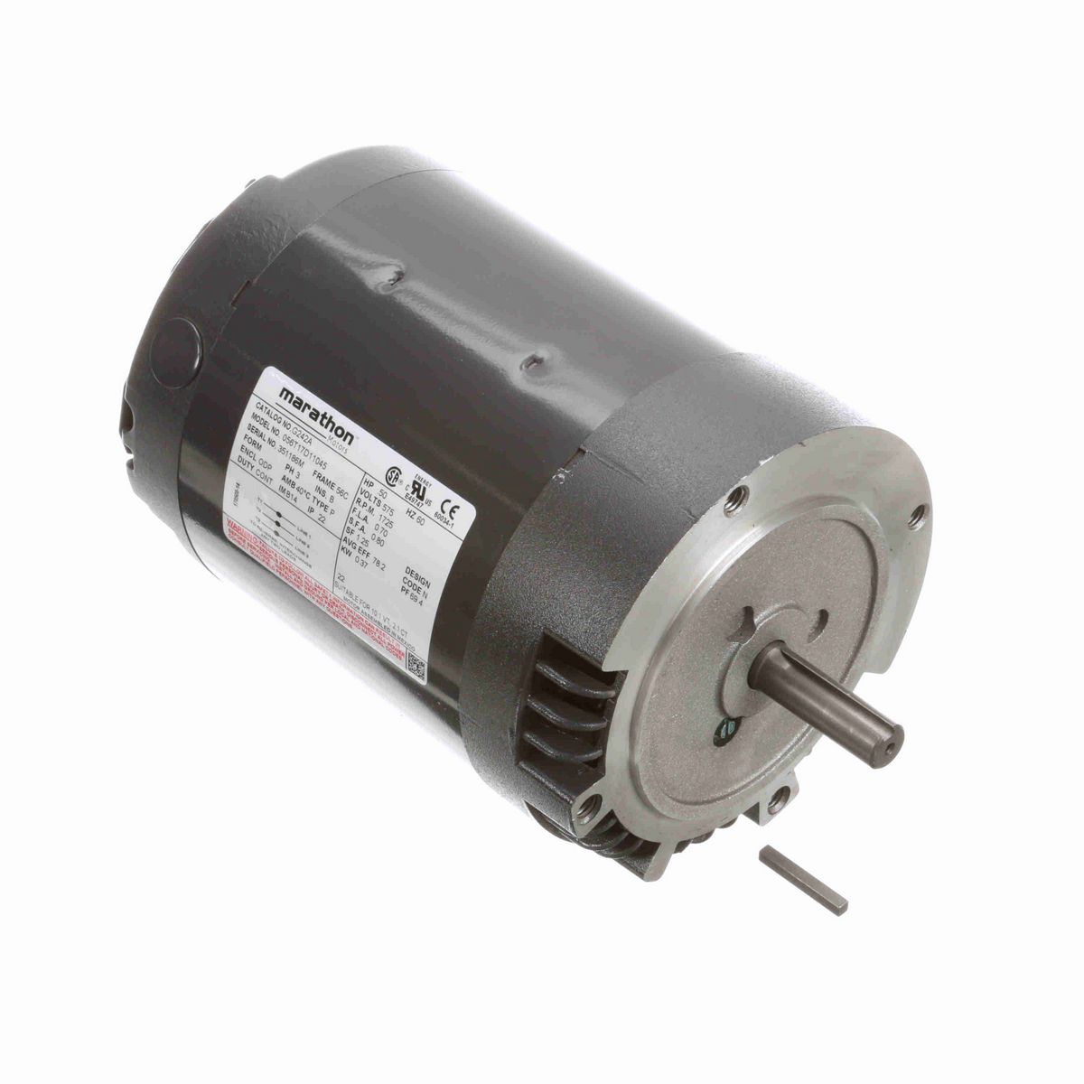 LEESON General Purpose Motor, 0.50 HP, 3 Ph, 60 Hz, 575 V, 1800 RPM, 56C Frame, DP - G242A