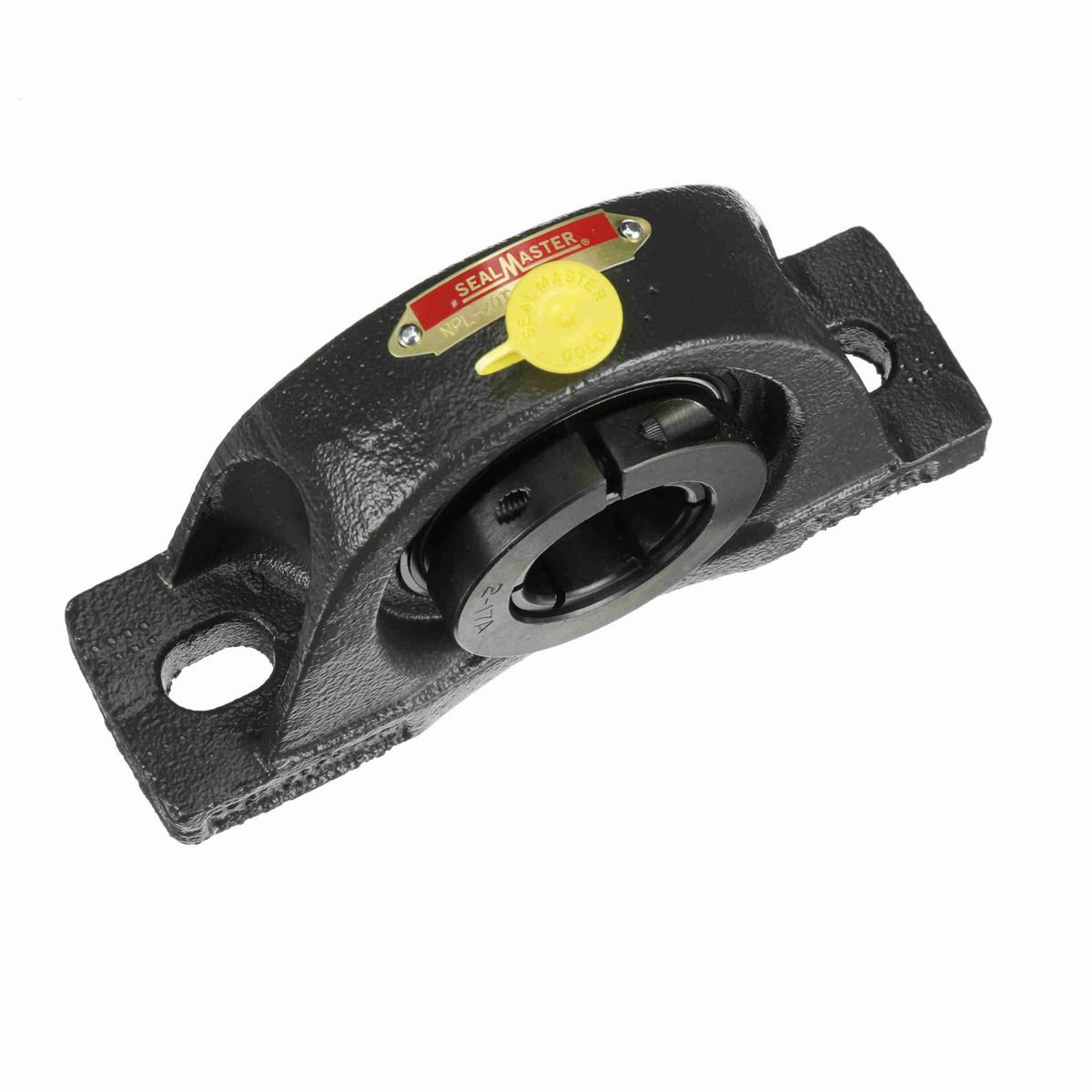 Sealmaster Mounted Cast Iron Two Bolt Low Base Pillow Block Ball Bearing - 52100 Bearing Steel, Black Oxided - Concentric Lock - NPL-20T