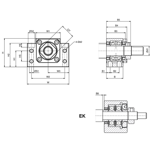 Фиксированный подшипниковый узел SNR EK08_C5