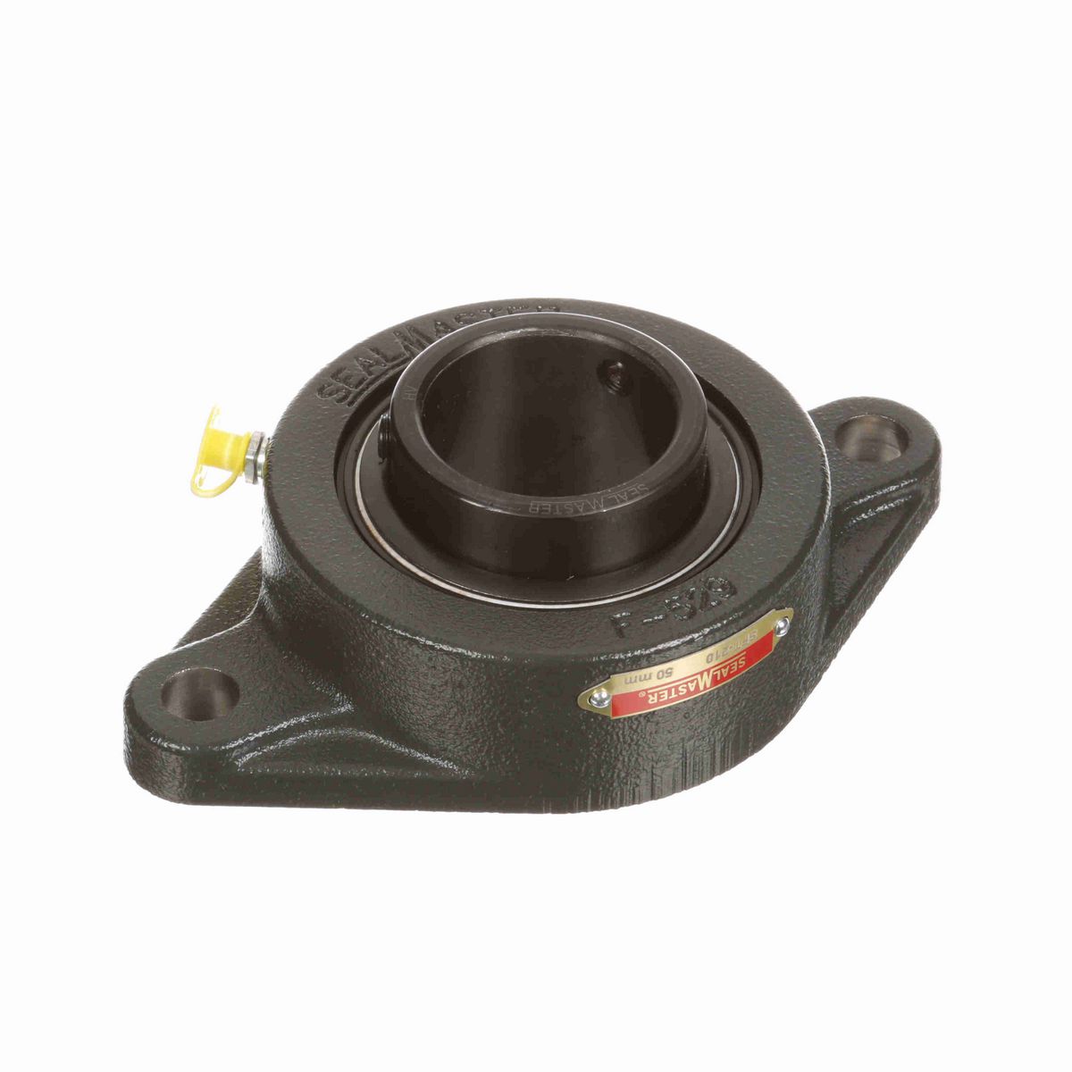 Sealmaster Mounted Cast Iron Two Bolt Flange Ball Bearing - 52100 Bearing Steel, Black Oxided - Setscrew Lock - SFT-210