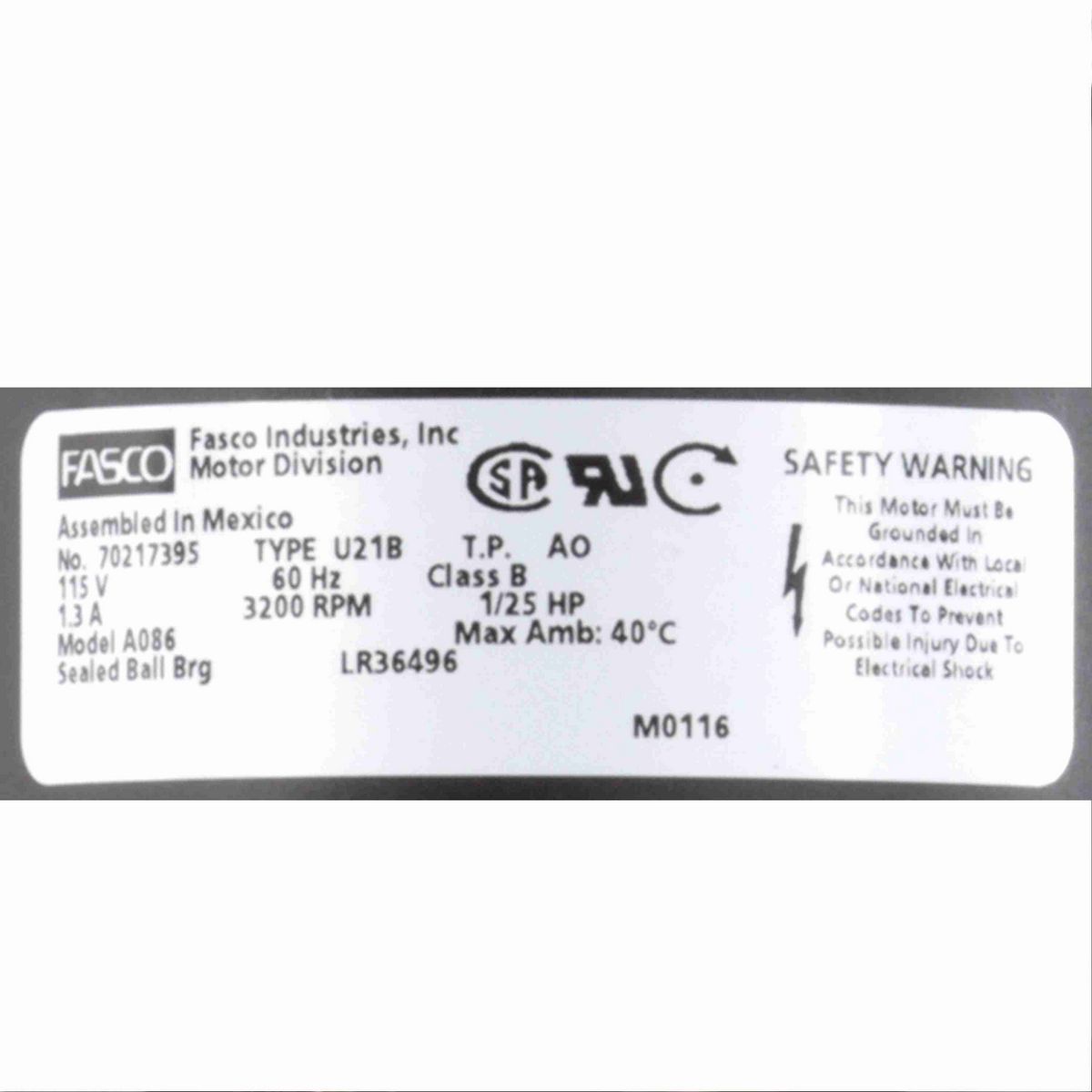 FASCO Round Outlet Shaded Pole OEM Replacement Draft Inducer Blower, 115 Volts, Flange: No - A086